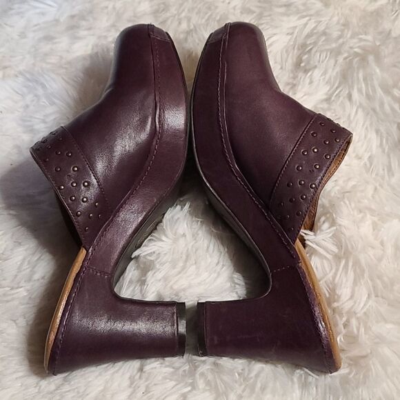Easy Spirit Purple Leather Platform Clogs 7.5W - Picture 3 of 6